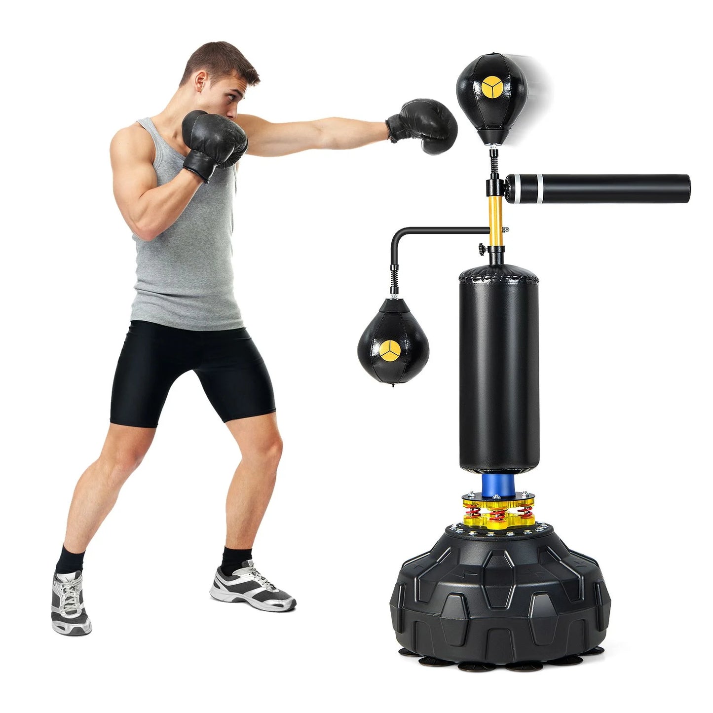 Boxing Speed Trainer with 360° Spinning Bar and Dual Boxing Speed Balls