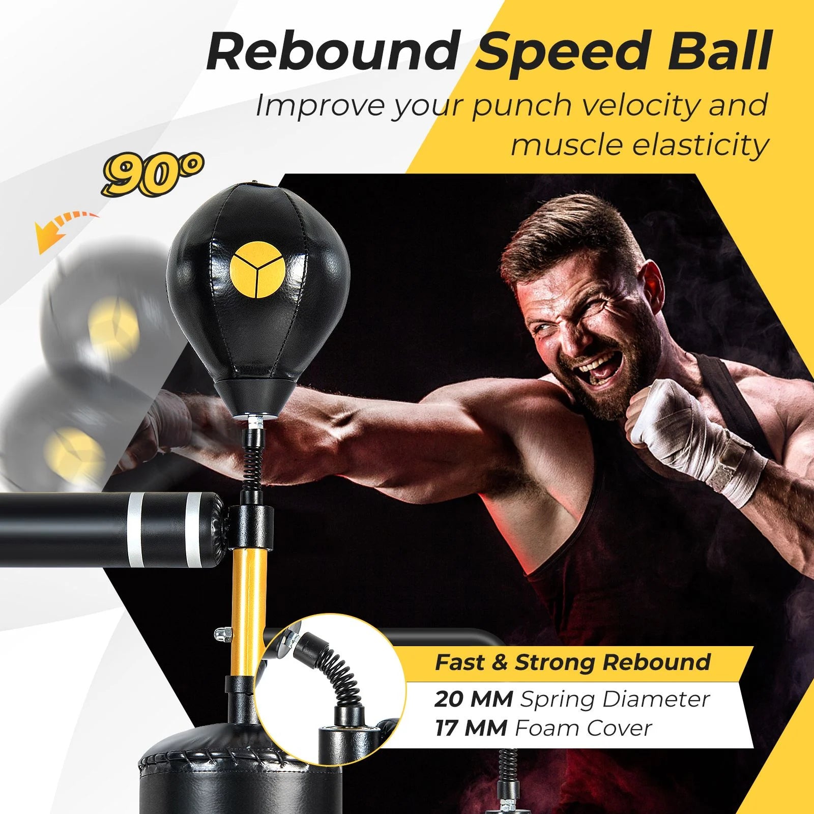 Boxing Speed Trainer with 360° Spinning Bar and Dual Boxing Speed Balls