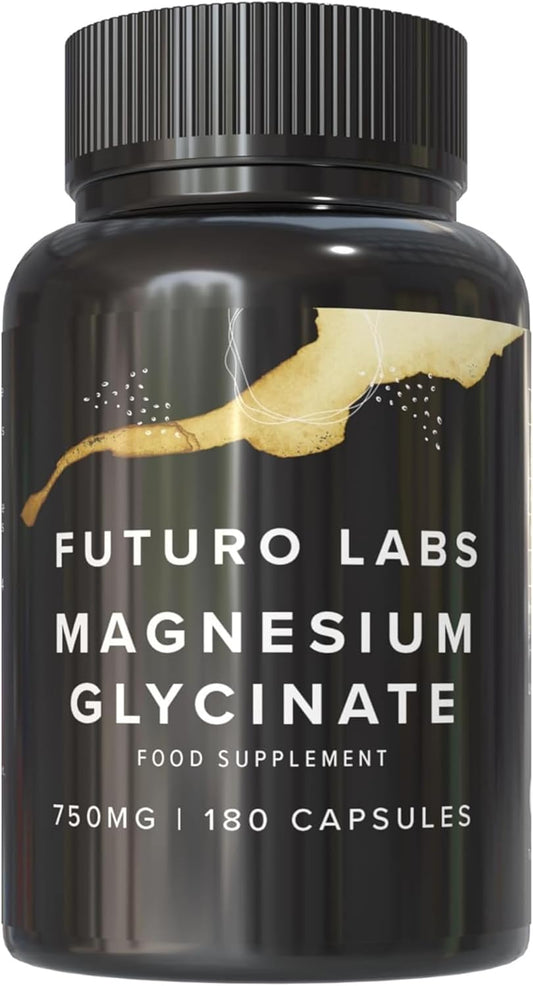 Magnesium Glycinate - 180 High Strength Capsules Magnesium - 1500Mg of Magnesium Providing 300Mg Elemental Magnesium per Serving - Magnesium Supplements Made in the UK - 90 Day Supply - Futuro