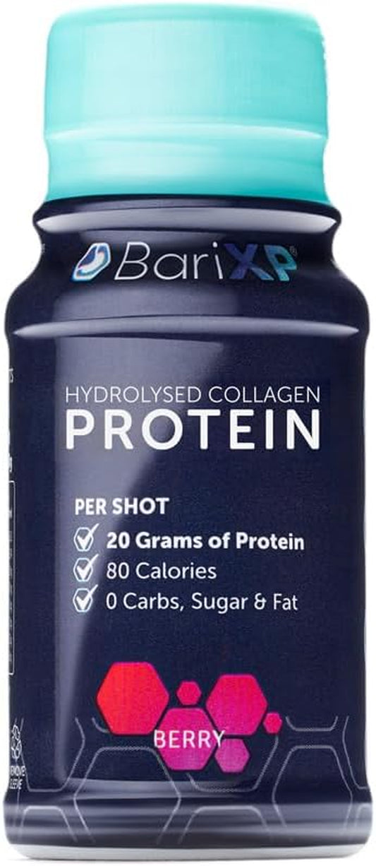 Collagen Protein Shots | 20G of Hydrolysed Protein | 20,000MG Bovine Collagen Peptides | 80 Calories | ZERO Carbs, Sugar & Fat | Lactose Free |12 Ready to Drink - Berry