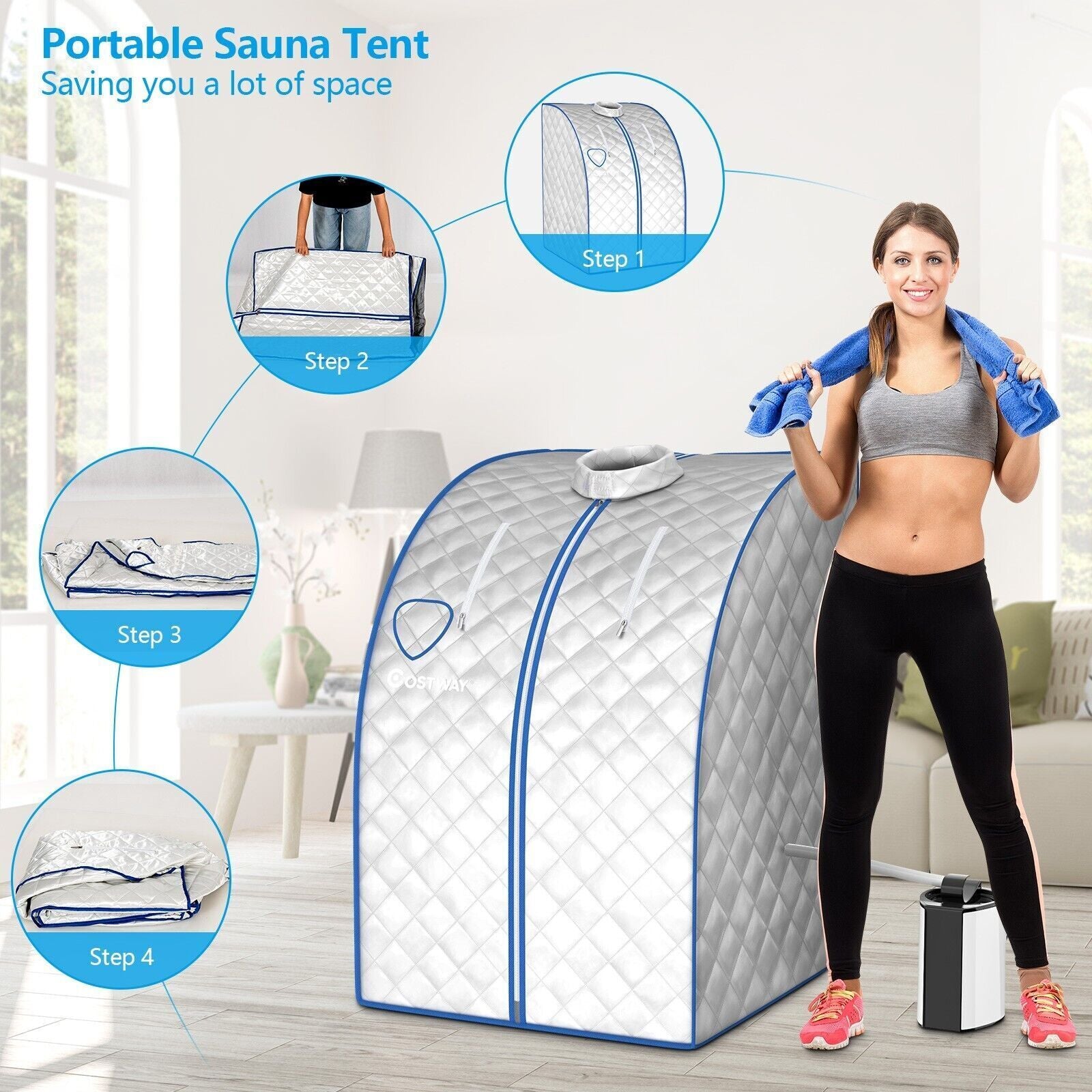 3L Portable Steam Sauna Spa Room Full Body Slimming Detox Therapy Tent Indoor